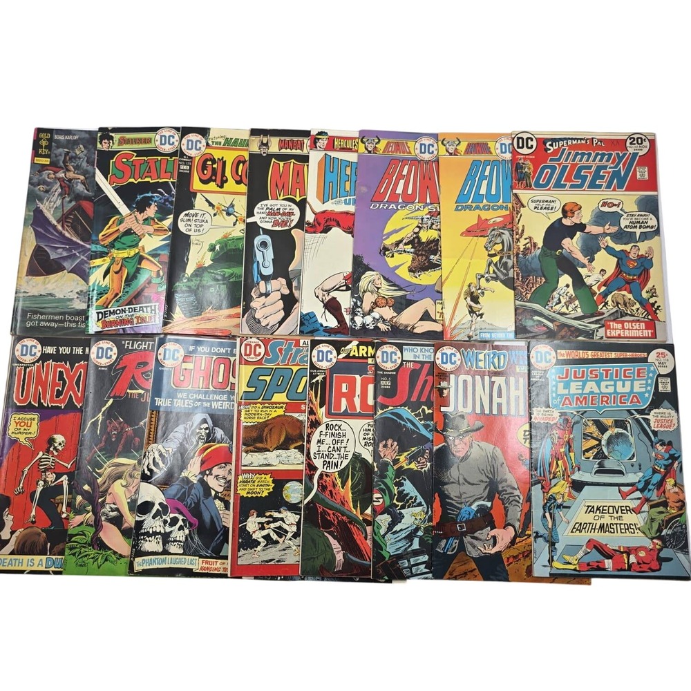 Vintage DC Marvel Gold Key Comic Book Lot 18 Issues Bronze Age Sgt Rock JLA Hex